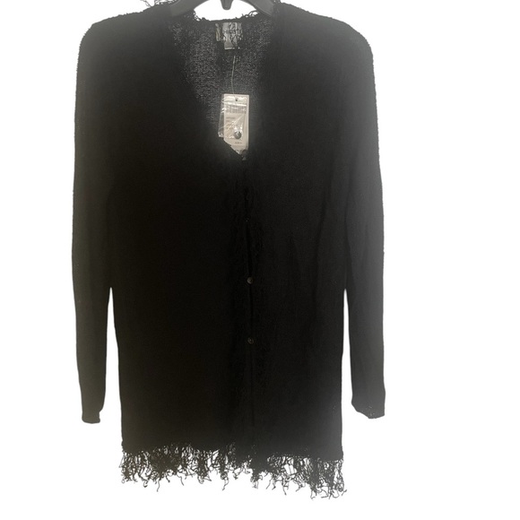 NWT Chicos black fringe cardigan-XS - Picture 1 of 2